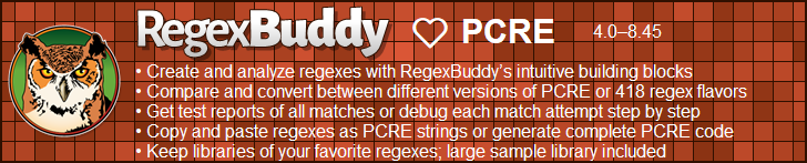 RegexBuddy—The best regex editor and tester for PCRE users!