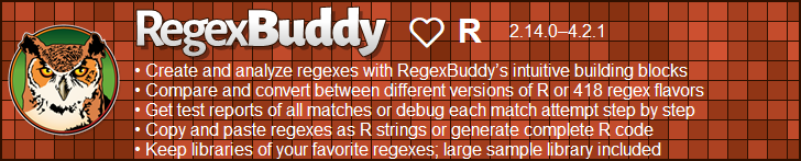 RegexBuddy—The best regex editor and tester for R developers!