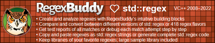 RegexBuddy—The best regex editor and tester for C++ developers!