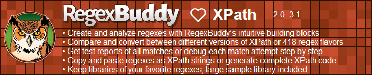 RegexBuddy—The best regex editor and tester for XPath developers!