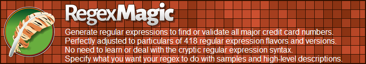RegexMagic—Generate regular expressions matching credit card numbers