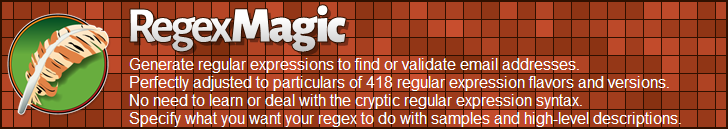RegexMagic—Generate regular expressions matching email addresses
