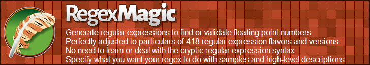 RegexMagic—Generate regular expressions matching floating point numbers