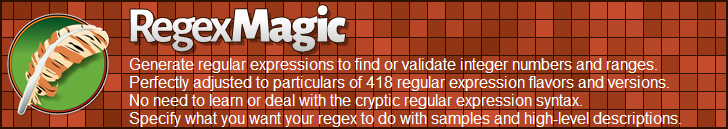 RegexMagic—Generate regular expressions matching integer numbers and ranges