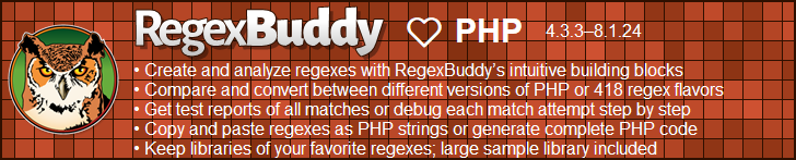 RegexBuddy—The best regex editor and tester for PHP developers!